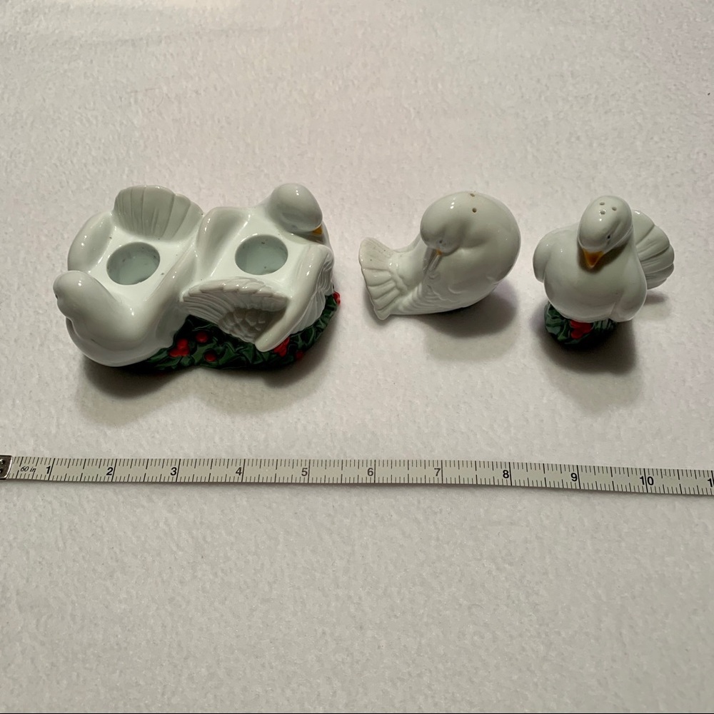 Vintage Avon Dove Candle Holder & Salt & Pepper